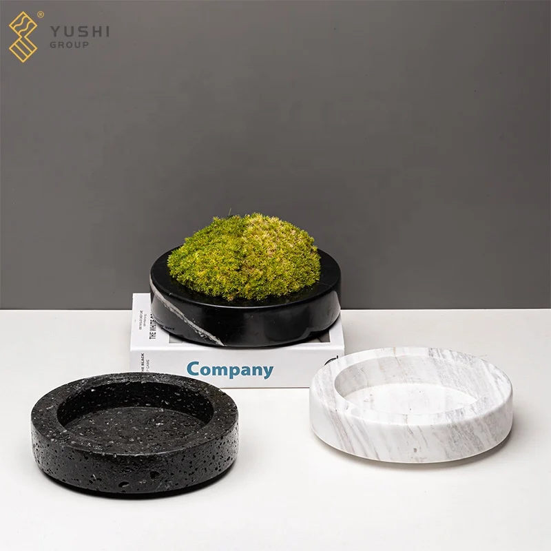 Yushi Group Customized Square Round Black Marble Ashtray Smoking Accessories Nodic Luxury Cigar Ashtray Marble Ash Trays