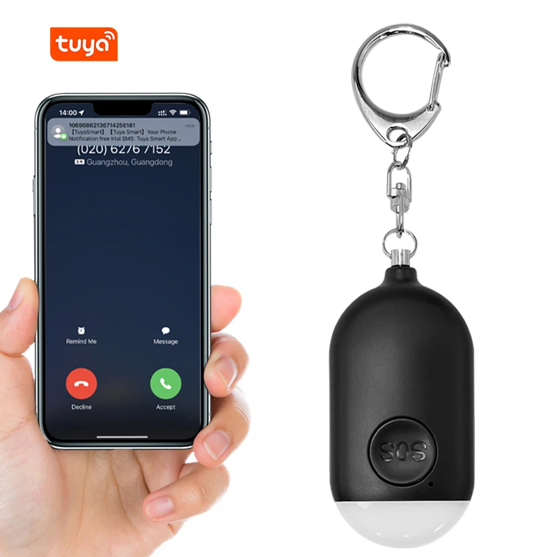 Outdoor Kids Elderly Women Tuya Bluetooth Emergency Sos Self Defense Personal Alarm Key Chain Wireless 4G Employee Panic Button