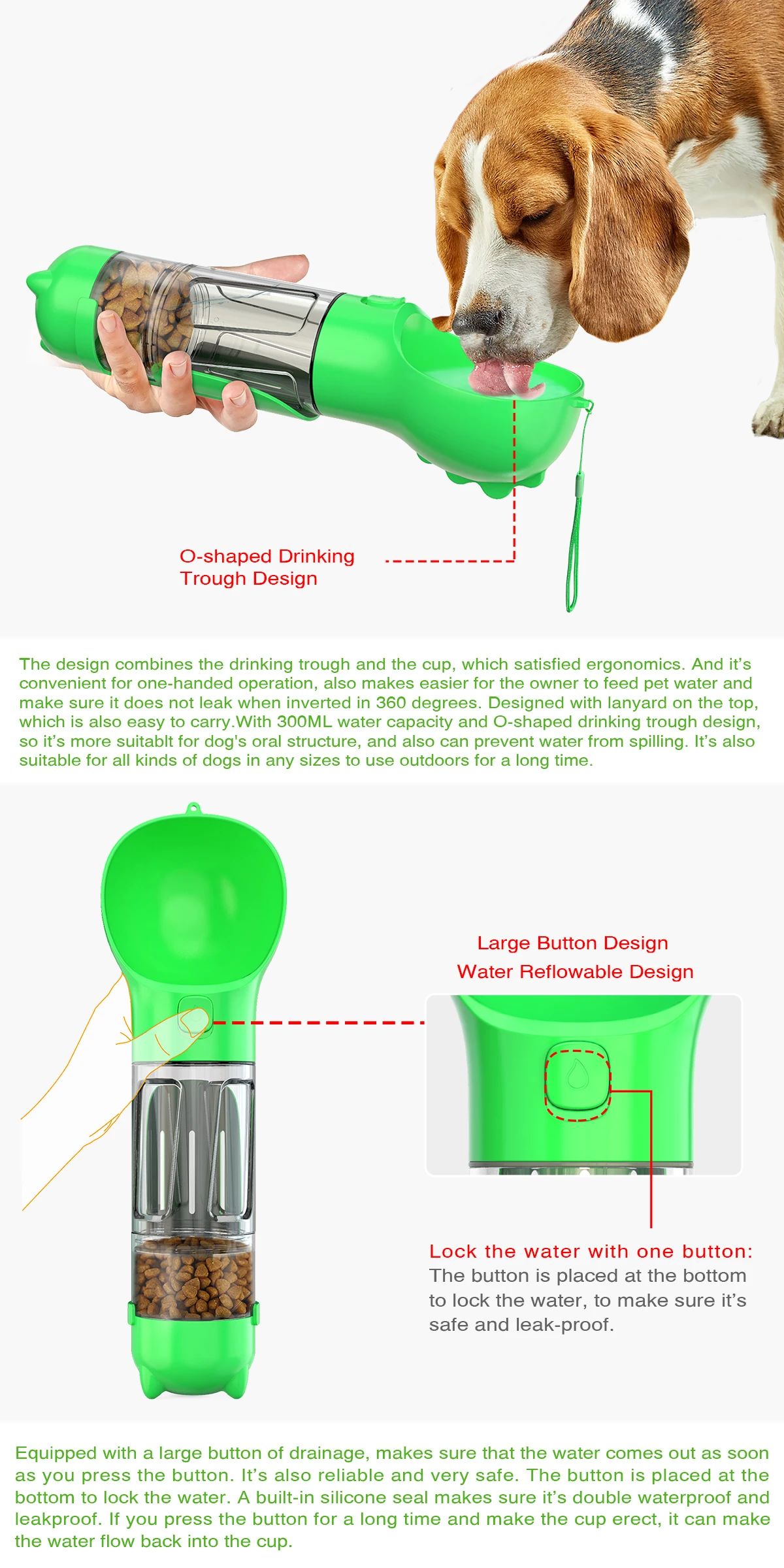 
Amazon Hot Sale pet drinking water bottle pet travel drinking food water for pets 