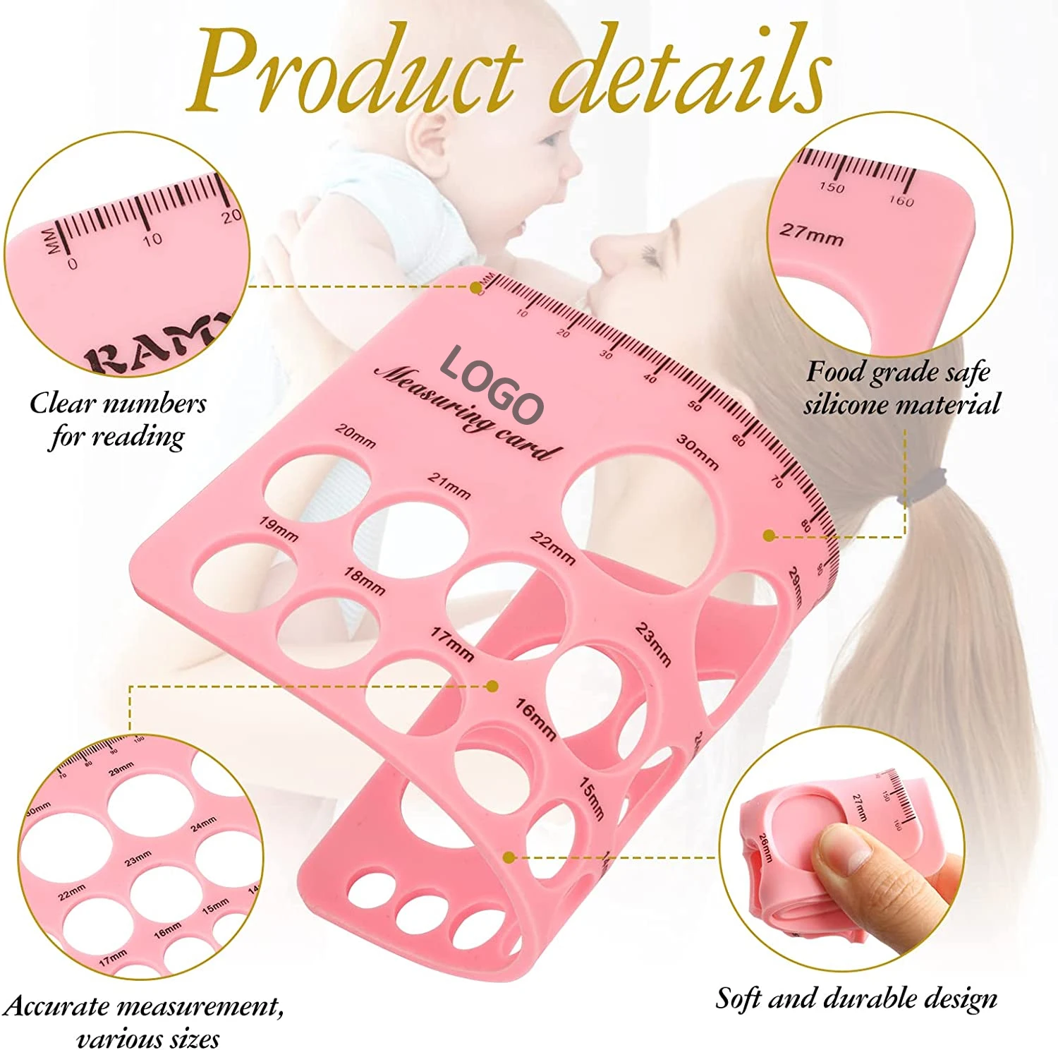 Amazon de superventas Collapsible Bendable Silicone Measure Nipple SizeTools sin BPA Silicon Nipple Ruler Measurements