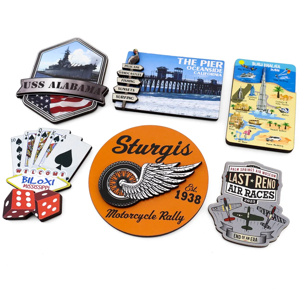 Custom Printing Wood Fridge Magnets Refrigerator Scenery Photo Souvenir Custom Size Mdf Wooden Fridge Magnet