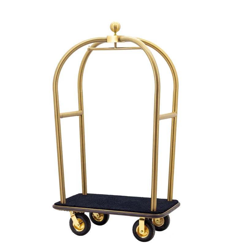 Stainless Steel Luggage Cart Baggage Trolley Hotel Bellman Cart Birdcage Luggage Carts