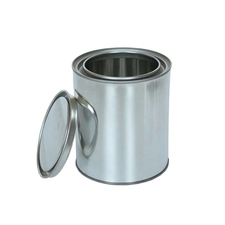 
lever lid non-spill plain tin metal round adhesive candle plain 1 liter paint bucket 