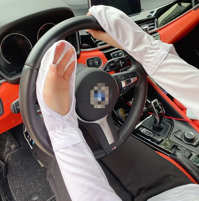 Sunscreen thin ice silk hand sleeve gloves, summer driving electric bike with loose finger cover, fashionable for men and women