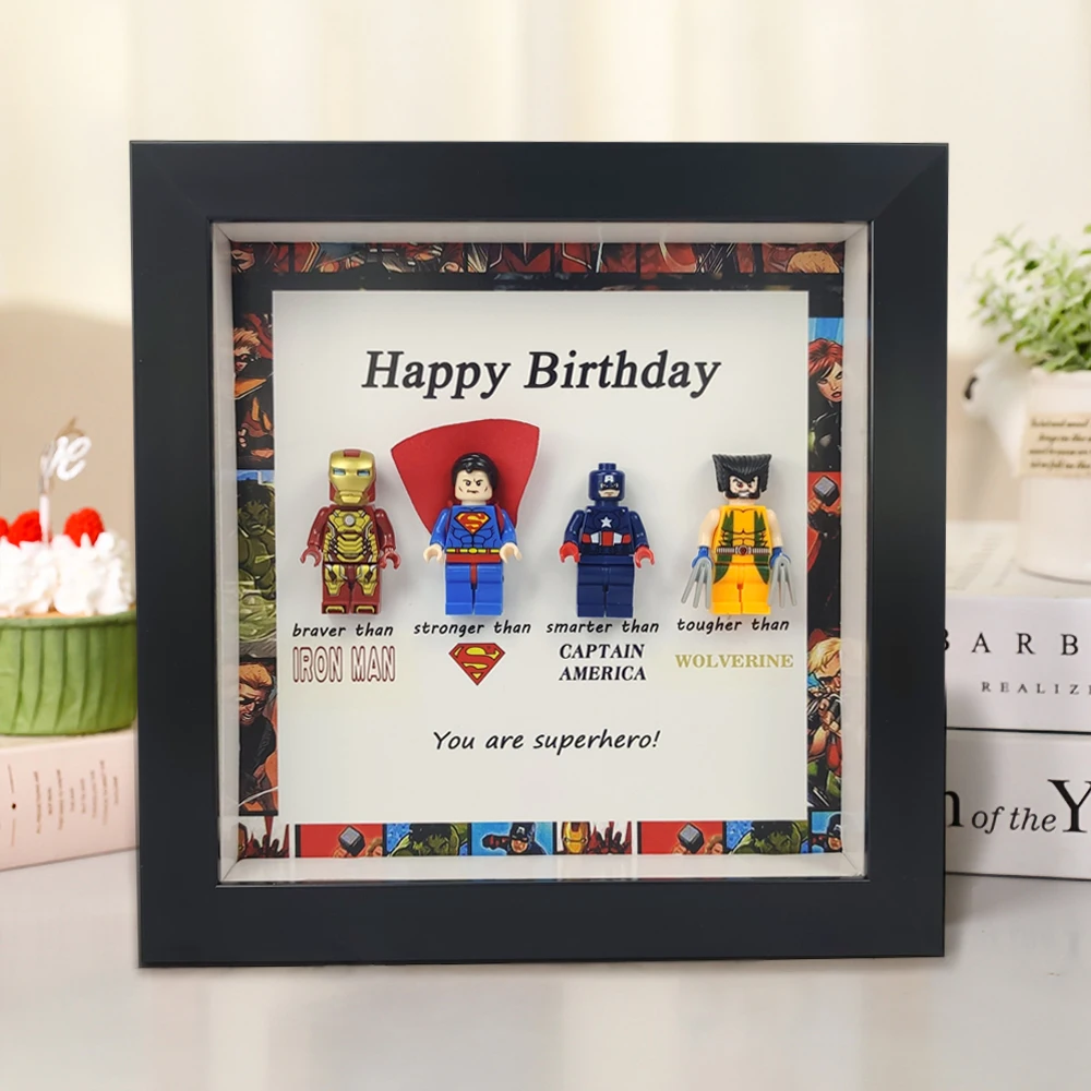 2021 Hot Sale Superhero Building Blocks Wood DIY Frame for Birthday present