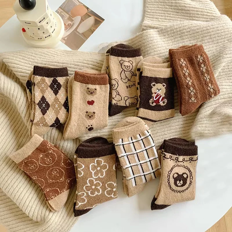 Fashion New Set Winter Socks For Women Custom Wool Warm Thick Vintage Winter Wool Socks