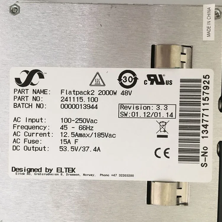 100% brand new original 2000W 48V Rectifier Module Eltek FP2 FLATPACK2 48/2000 241115.100
