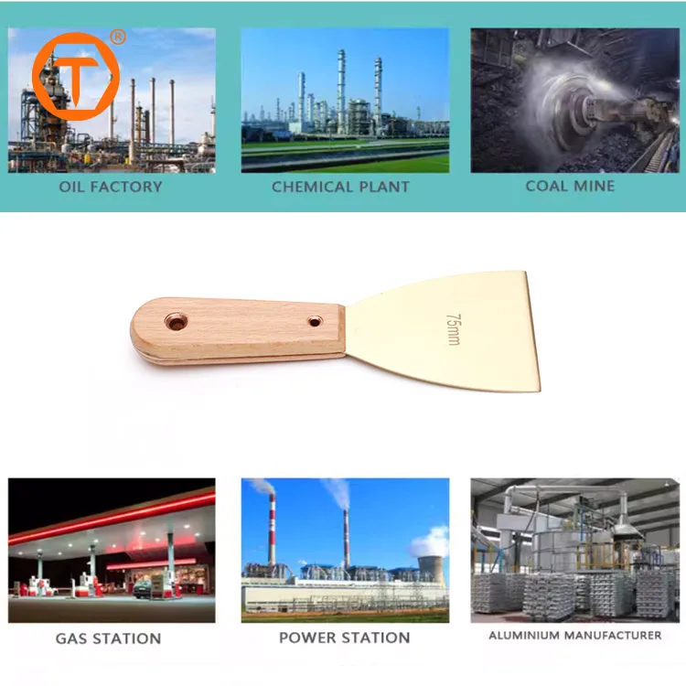 SINOTOOLS 75MM Aluminum Bronze Putty Knife Non Sparking Hand Scraper Tool