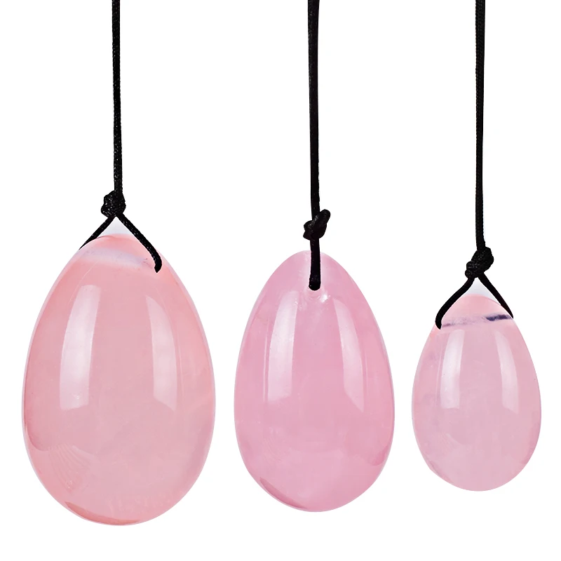 3pcs set Natural Rose Quartz Yoni Eggs for Women Kegel Exercise Pink Jade Yoni Egg Kegel Ball Crystal Vagina Massage Stone