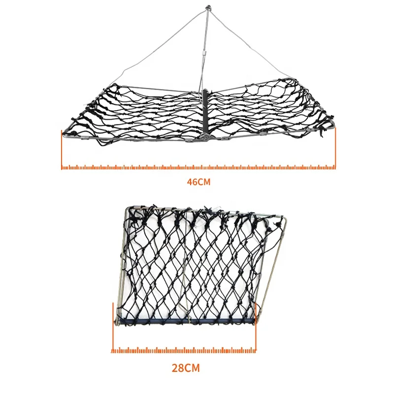 Portable Square Blue Folding Crab Trap lobster trap fishing accessories with Casting Rope Measuring Tool fishing tackle
