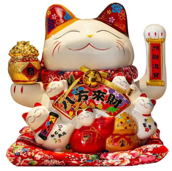 7/8/11 Inch Lucky Cat Ceramic Decorative Crafts Home Decoration Ornaments