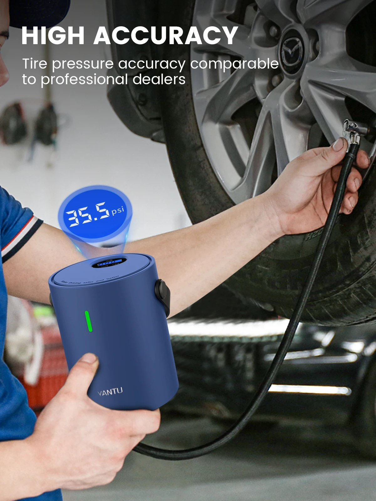 YANTU cordless tire inflator portable air compressor for car tires 12 volts pump digital high pressure 12V air pump 150PSI