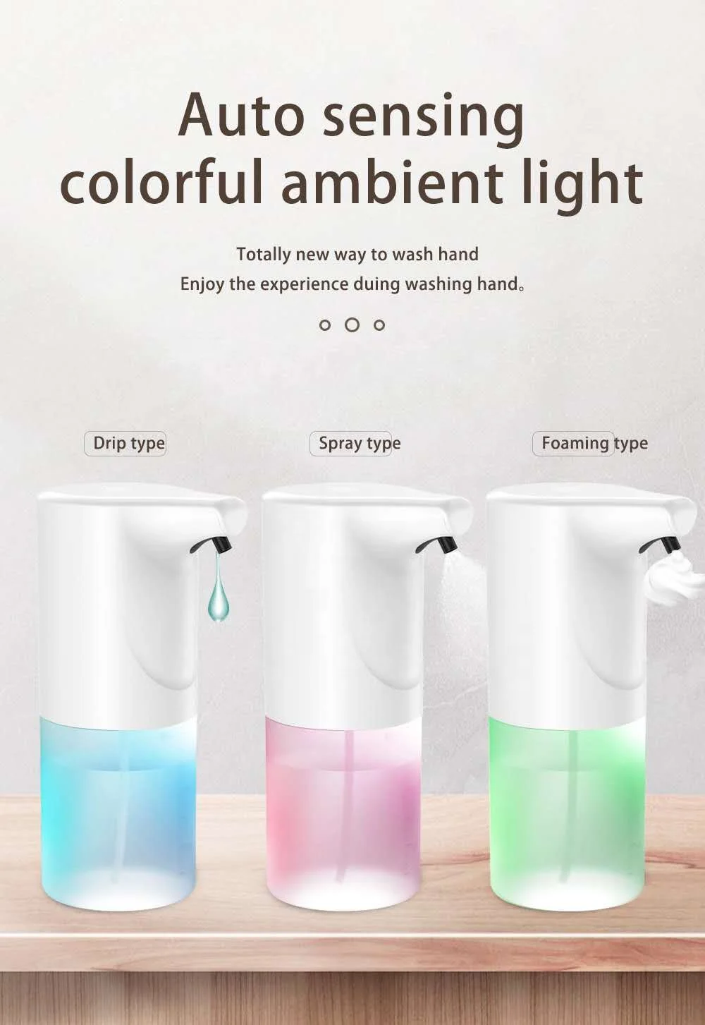 350ml Liquid Foam Soap Automatic Touchless Hand Foam Soap Dispenser Brown Box Plastic Graphic Design White OEM Modern 2 Years