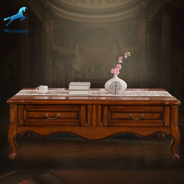 
 Wholesale American Style Living Room Furniture Storage Dark Color Retangular Wood Coffee Table  