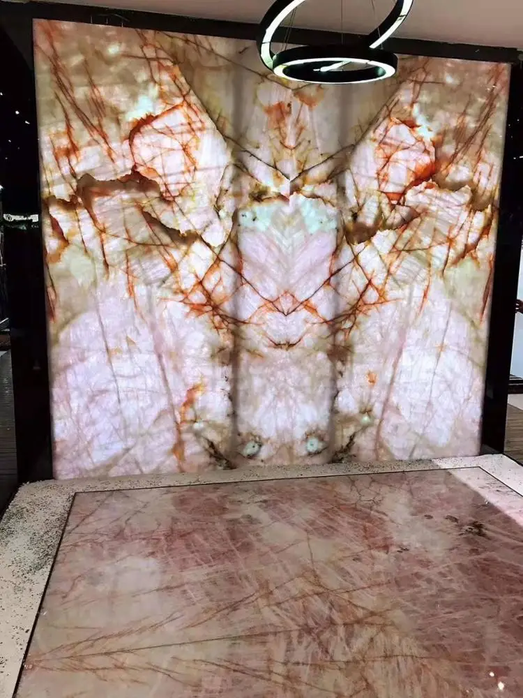 Natural Pink Quartzite Slabs New Shades Decorate Pink Dream Girl Marble Onyx  For  Indoor Wall  Floor Tiles