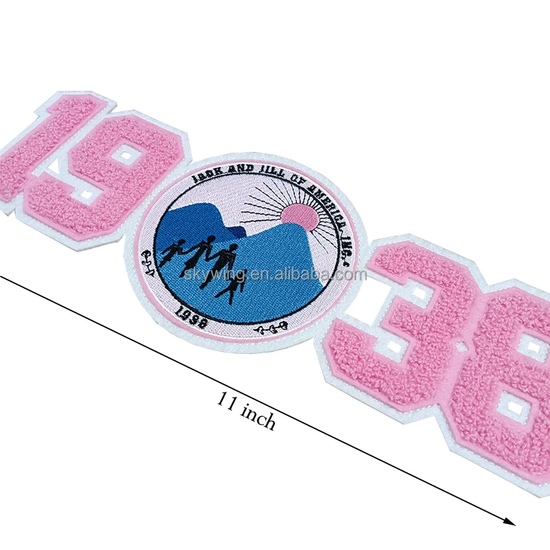 Chenille Greek Letters Sorority Pink And Blue Jack And Jill of America Inc Round 1938 Year Chenille Embroidery Iron on patch