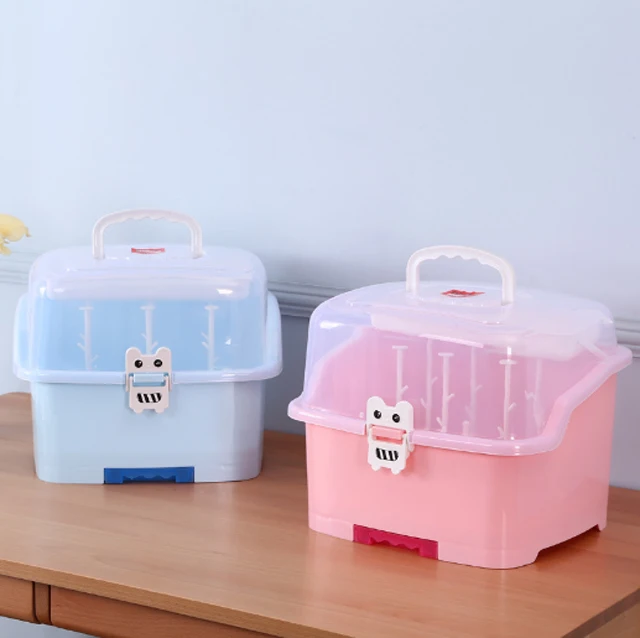 Household baby milk bottle drying racks plastic storage box