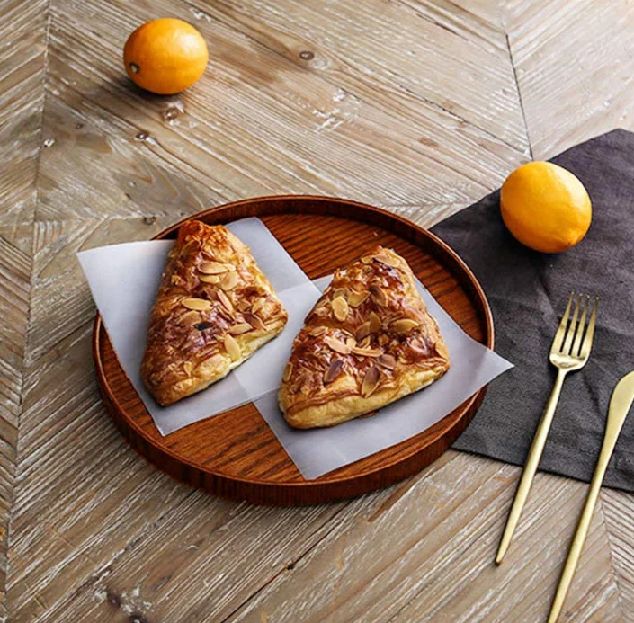 Plate non-slip brown wooden dish dish water dish with raised edges