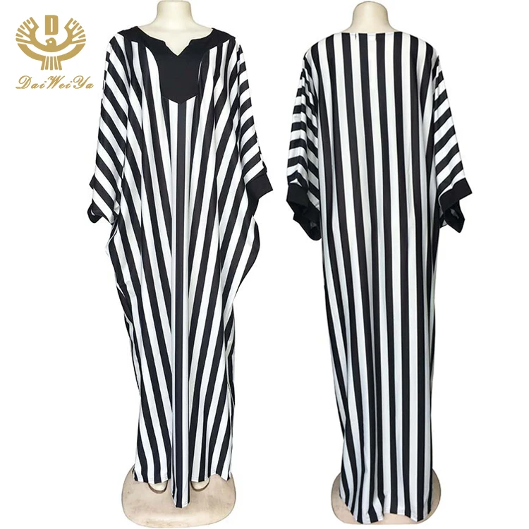 Модное Длинное Платье-макси abaya plus в полоску с большим рукавом летучая мышь