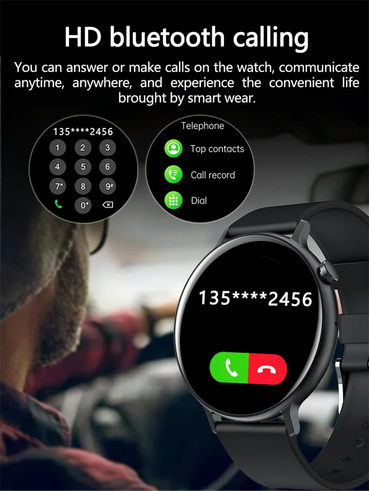 2022 Original Round Touch Screen Smartwatch Men Women Sport Fitness Tracker Waterproof Bt Call Long Battery Life Smart Watch