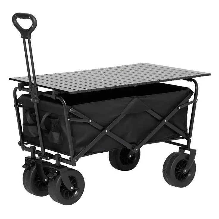 plegable Foldable Beach Picnic Heavy Duty Attached table Collapsible Folding Wagon Garden Cart Trolley Camping Cart