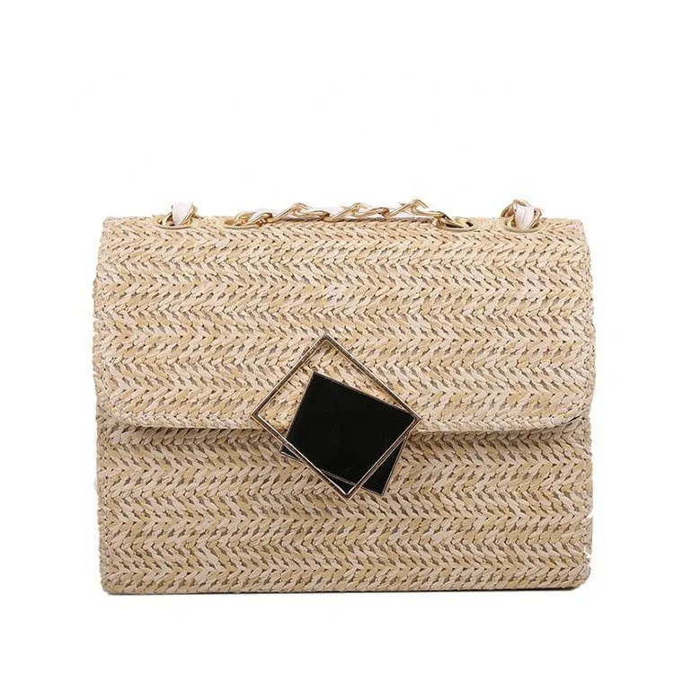 China Wholesale Handbags Knit Straw Square Ladies Crochet Rattan Handbag Wallets Crossbody Bags