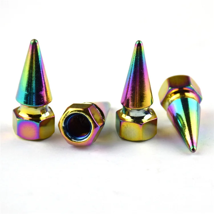 Набор шипов JDM, алюминиевые радужные колпачки клапанов