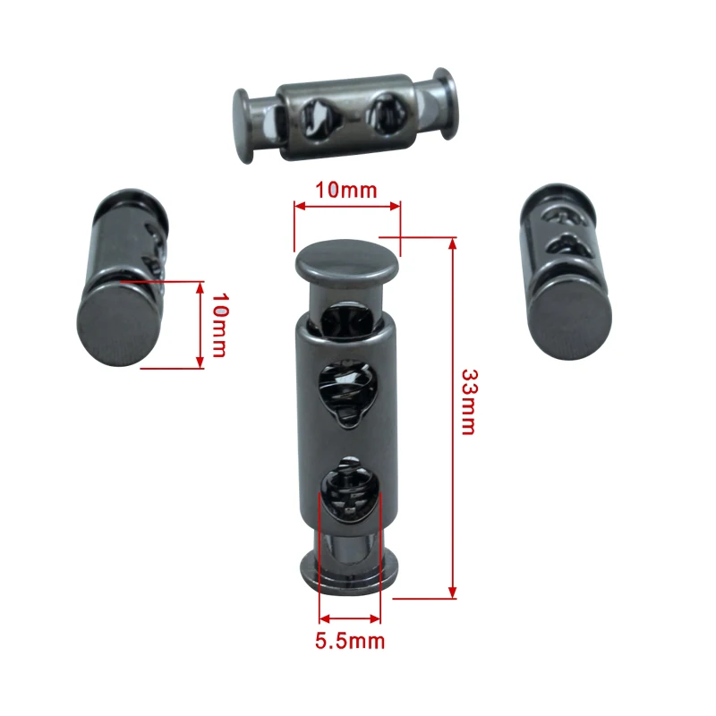 Customize zinc alloy gold cord stopper ball shape black metal spring buckle lock 3mm rope end cap with hook