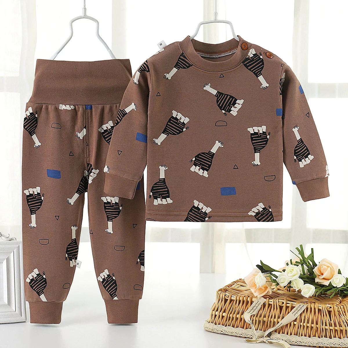 Новинка Осень-зима 2020, детское нижнее белье, костюмы, хлопковые пижамы, домашний сервис для мальчиков и девочек