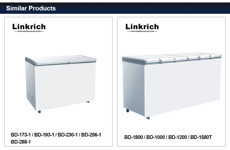 BD-1580T Electric Chest Freezer for Supermarket Portable with Sliding Door & Compressor for Frozen Food Storage