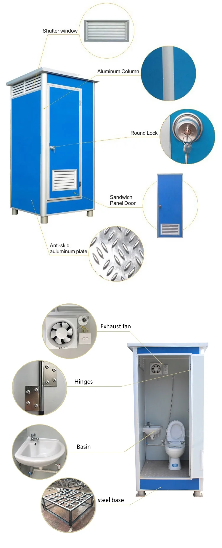 Уличная Мобильная экологически безопасная Строительная площадка душевая кабина соединенные портативные унитазы мобильный туалет с душевой кабиной
