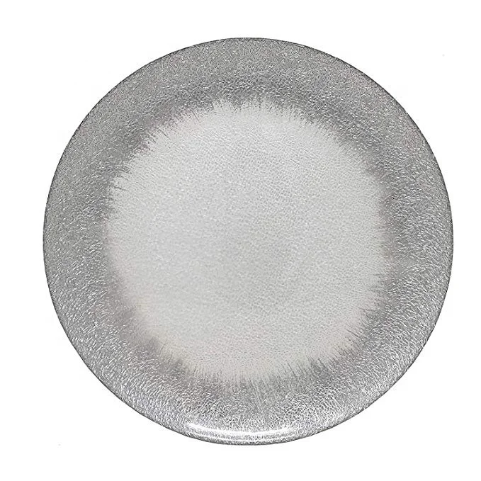 
Stocked Set 4 Wedding Tableware Clear Glass Gold Rim Wedding Charger Plates Wholesale 