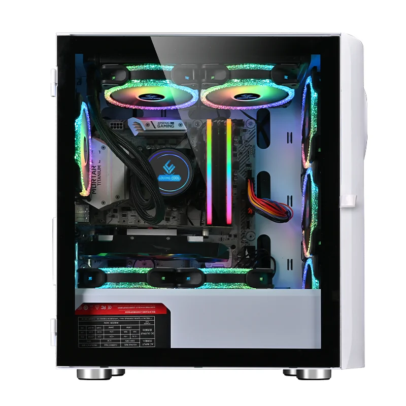 Factory Directly Sell M-ATX/ITX USB3.0 Black&White Gaming Computer Case For Desktop With RGB Fans