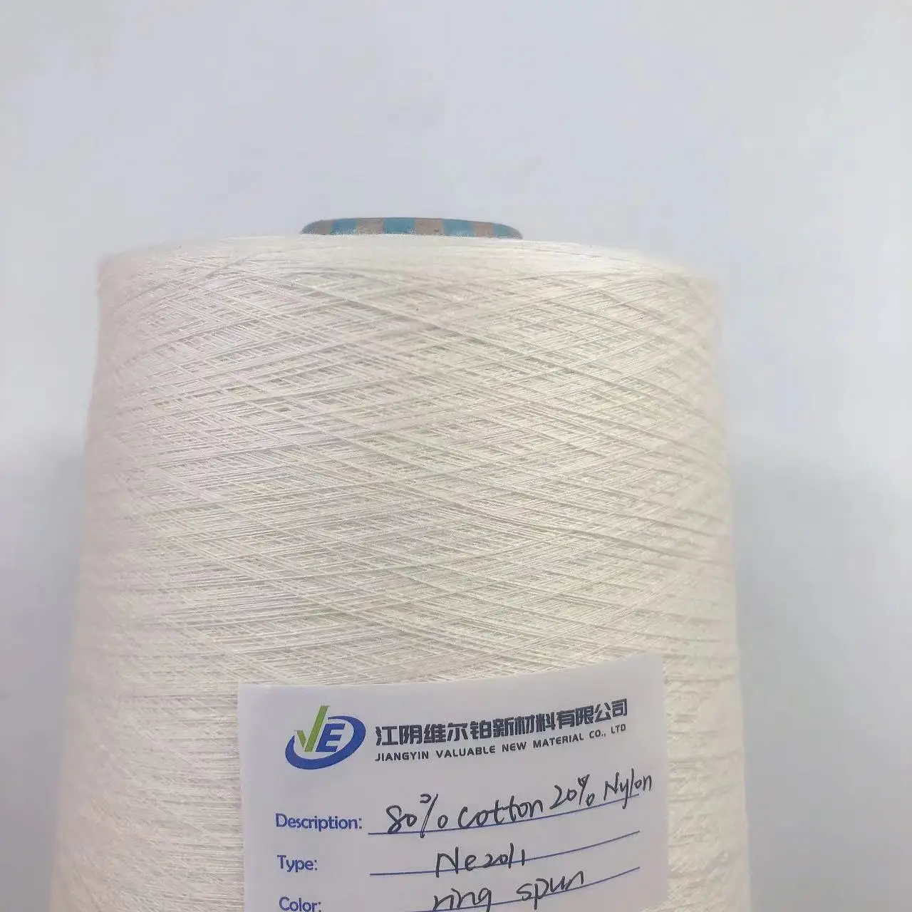Factory Selling Raw White JC 80%cotton blended 20% nylon6 weaving fabric yarn
