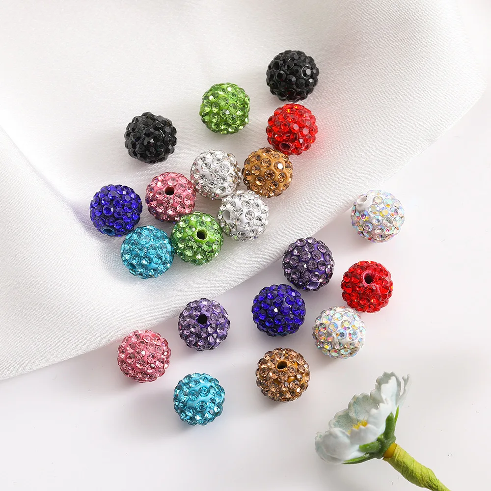 100pcs/bag 10mm Crystal Rhinestone Beads DIY Wholesale round Ceramic Crystal Ball jewelry for Jewelry Making