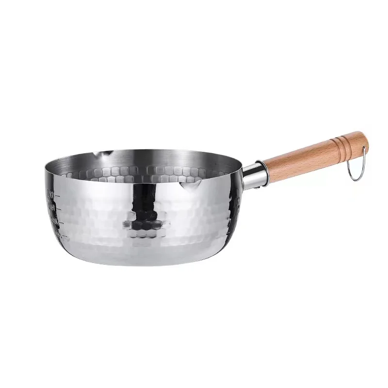 Restaurant kitchen 304 stainless steel milk pot round sauce pot with wooden handle