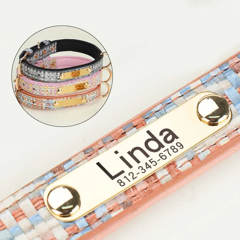 Personalized Nameplate Dog Collar Durable Metal Buckle Dog Collar for Puppy Adjustable