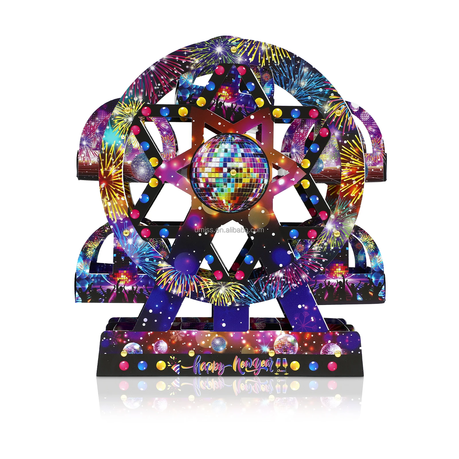 UMISS 1pc Colorful fireworks themed New Year party decorations ,Sky Wheel Decorative Centerpieces