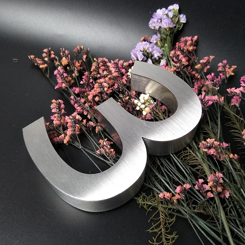 Sign Cafe Shop Advertising Wall Metal Room Number Stainless Steel 3D ( Accept Painting for Custom Color ) Model