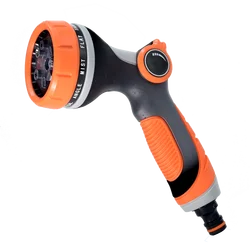 Plastic high pressure 10 pattern garden water gun with thumb valve