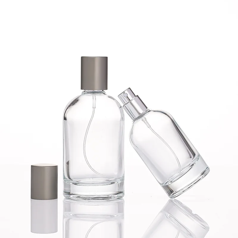 Custom Round Empty Clear Fragrance Glass Perfume Bottle 30ml 50ml 100ml Perfume Spray Glass Bottles With Cap
