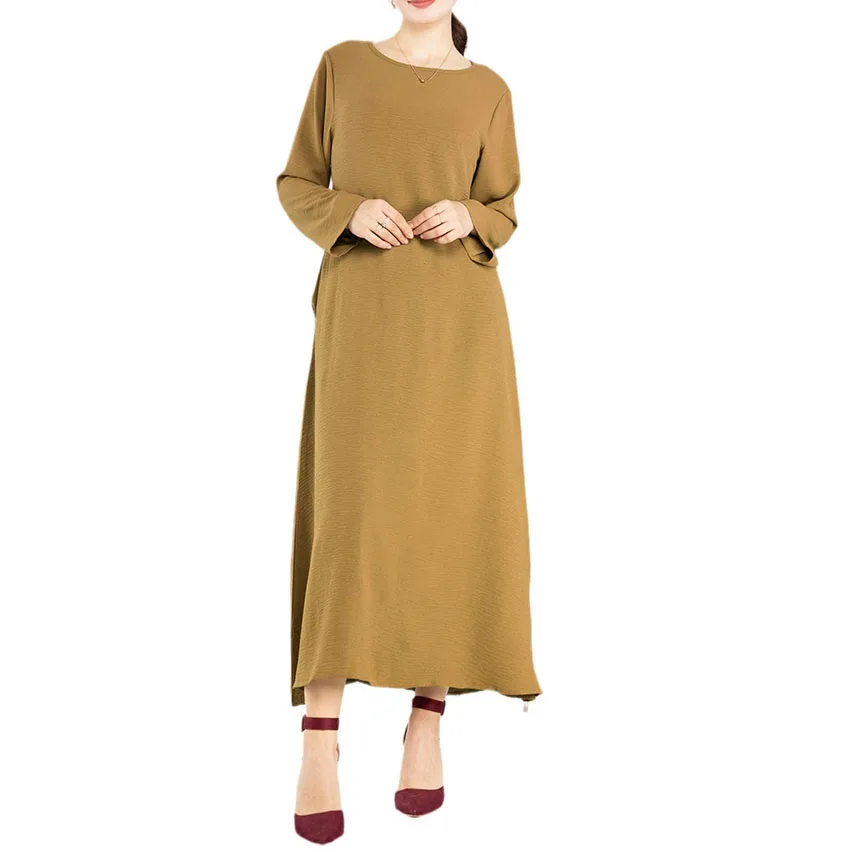 Fashion Jazz Inner Slip Crepe Closed Abaya with Pockets Wholesale Islamic Clothing Women Muslim Dress Dubai Modest Abaya