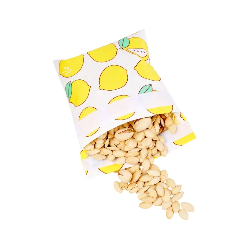Organic cotton with zipper or hook loop personalized packaging bag kids small snack bags