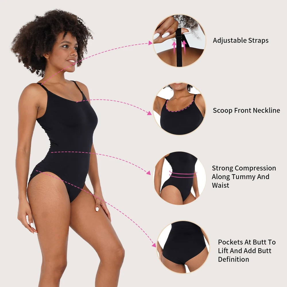 S-SHAPER Seamless Spandex Scoop Neck Bodysuit Smooth Comfort Extra Lift Supportive Shaping Durable Nylon Material Shapewear