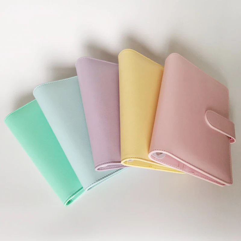 Dreamtop DTF275-1 wholesale 6 rings binder journal travel planner girls pink macaron leather notebook in A5 A6 size
