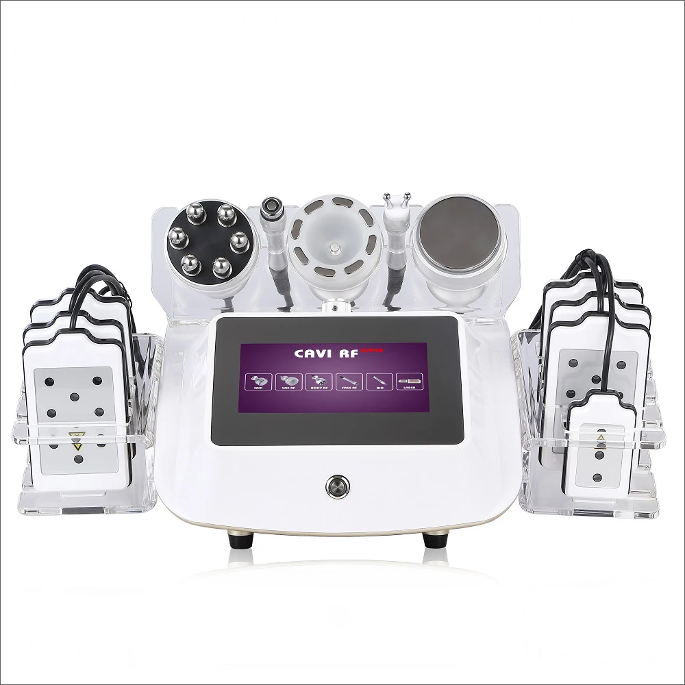 2022 Profesional 6 In 1 Non-Invasive S Shape Lipo Vacuum System RF Ultrasound 80k Cavitation Machine