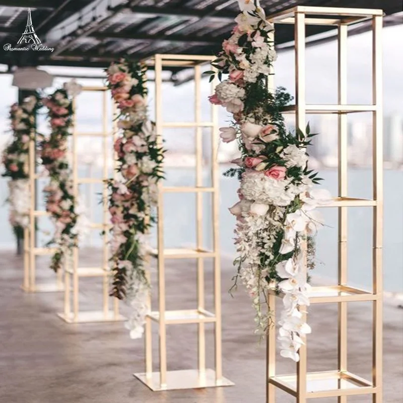 Романтическая Современная свинцовая дорожная подставка 6 футов высокий золотой цвет металлическая для цветов свадебного украшения домашний декор