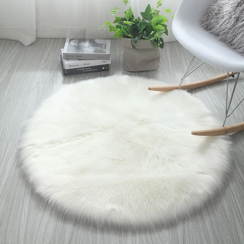 Wool Imitation Sheepskin Rugs Faux Fur Non Slip Bedroom Shaggy Carpet Mats