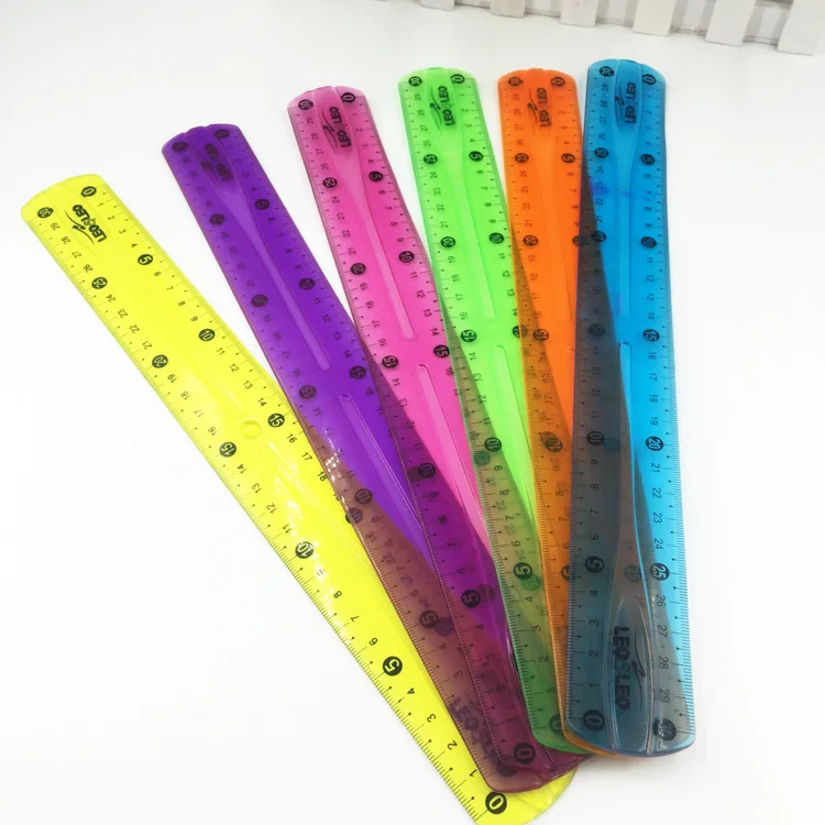 30cm color transparent flexible ruler for student office stationery