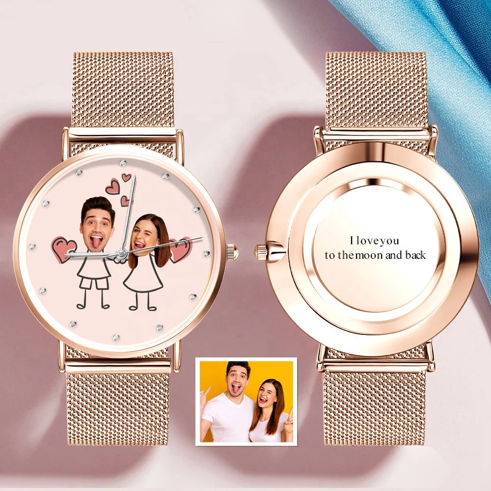 36mmLow Moq Dropshipping Watches Luxury Montre Custom Logo Couple Stick Figure Couples Face Watch For Anniversary Valentine Gift